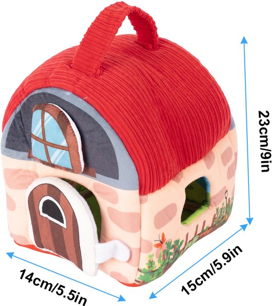 Baby Boerderij Knuffelset met Schuur - 6 Pluche Dieren met Rammelaars Knispergeluid Spiegel - Montessori Sensorisch Speelgoed voor Motoriek Zintuigen - Kraamcadeau & Sinterklaas Surprise - 6-36 Maanden — afbeelding 3