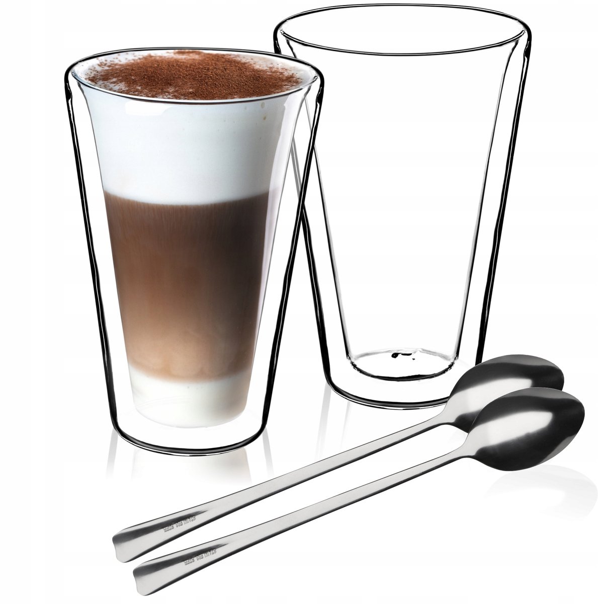 2x Thermische Glazen 470ml met Lepels - Dubbelwandig & Ergonomisch