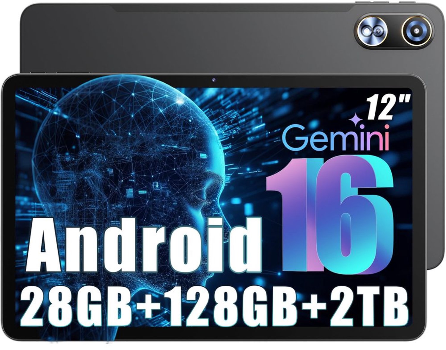 12 Inch Tablet met Android 16, 128GB, Octa-Core en Dual Camera