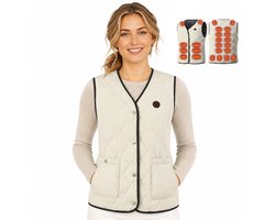 Govic® verwarmde bodywarmer - off-white verwarmd vest Dames - warmte vest - elektrisch verwarmd vest - verwarmde kleding - verwarmde jas - thermo vest - elektrische bodywarmer -Maat XS