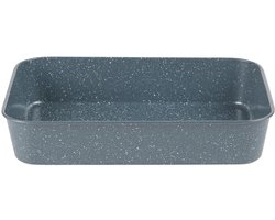 Deep Roaster, Oven Baking Roasting Tray, PFOA Free, Carbon Steel, 39 cm, Perfect For Family Dinners & Sunday Roasts, Blue Marble