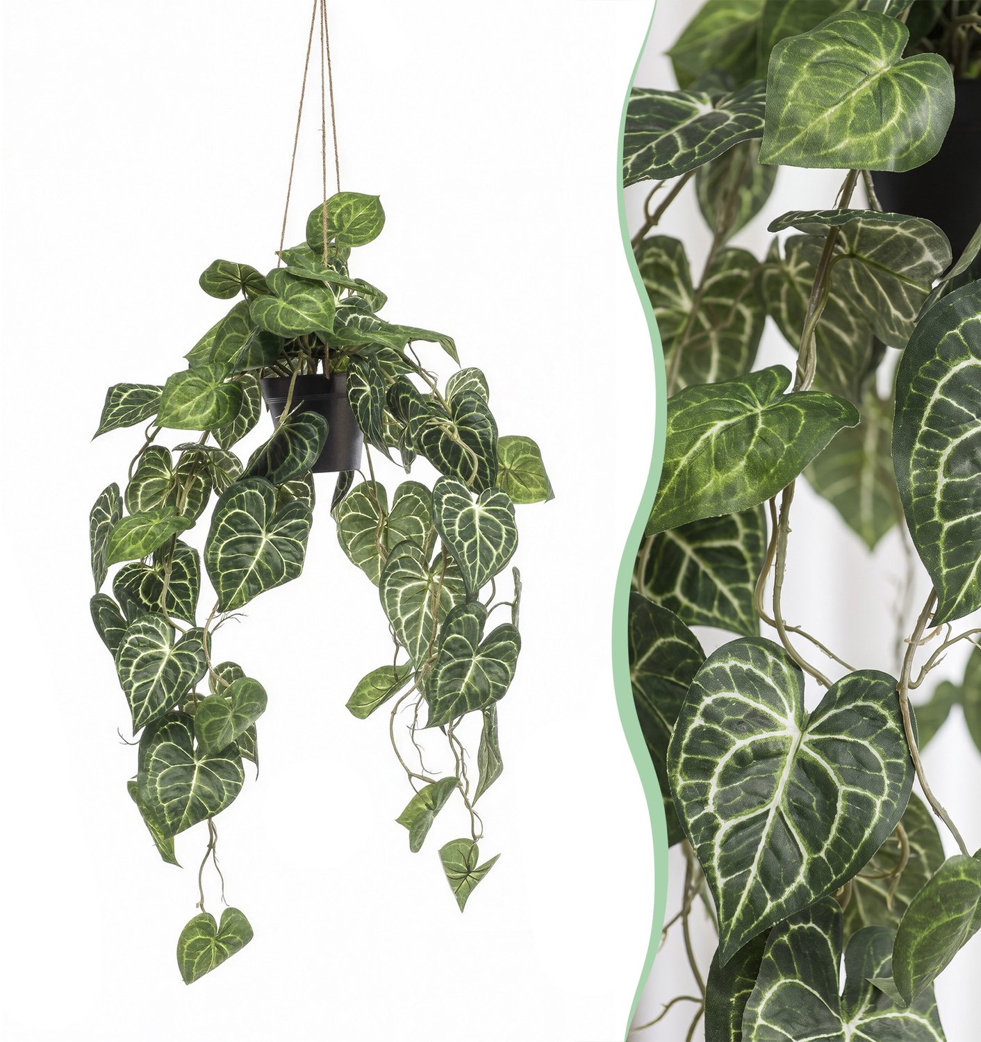 Green Harmony Plants Kunstplant - Anthurium Clarinervium - Aderplant - 80 cm Bruin