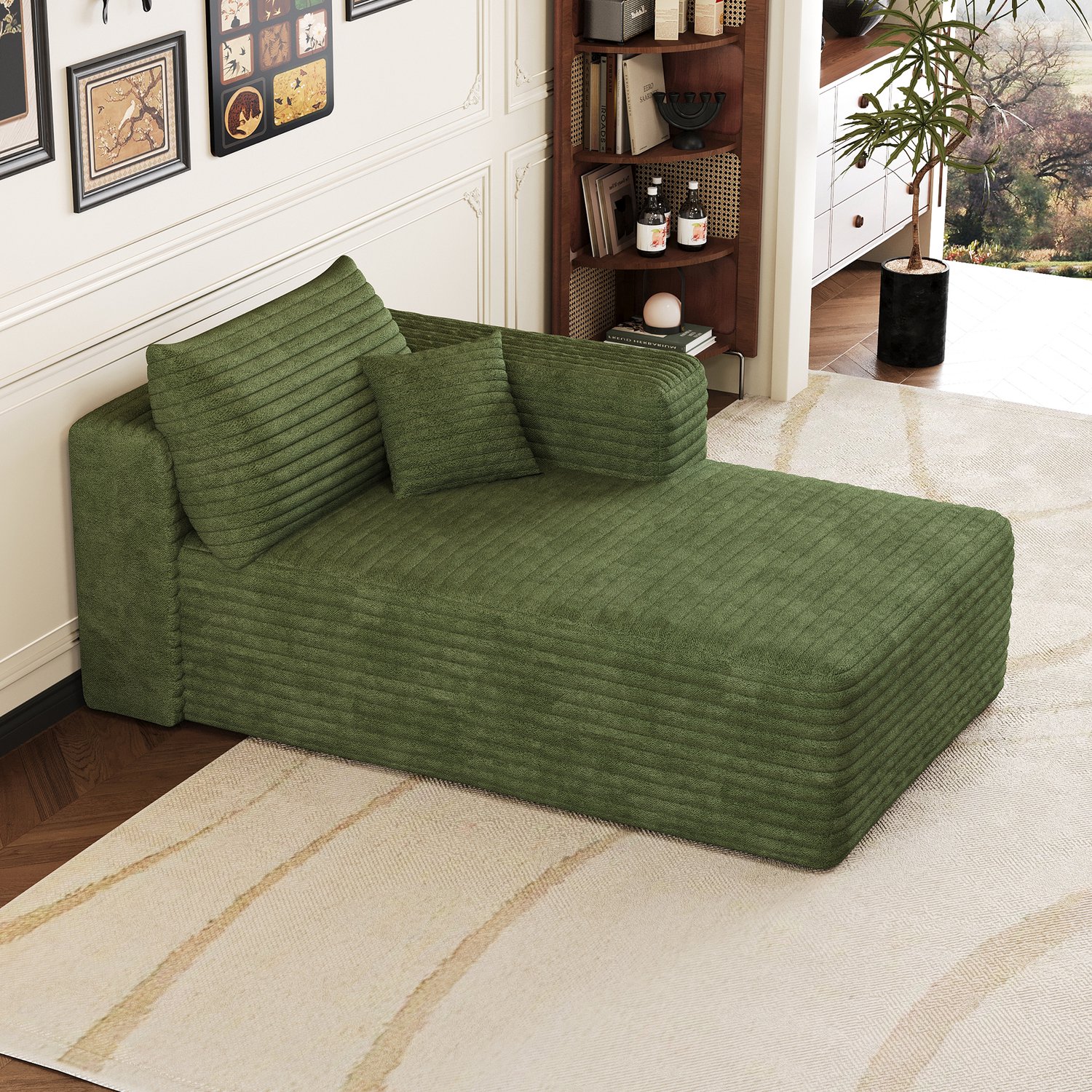 CHICFURN Slaapbank - Slaapfunctie - Rechter liggedeelte - Groen