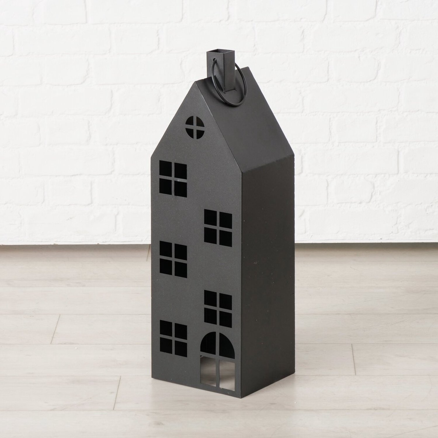 Boltze Home lantaarn ijzer alba huis 22x18x66cm zwart