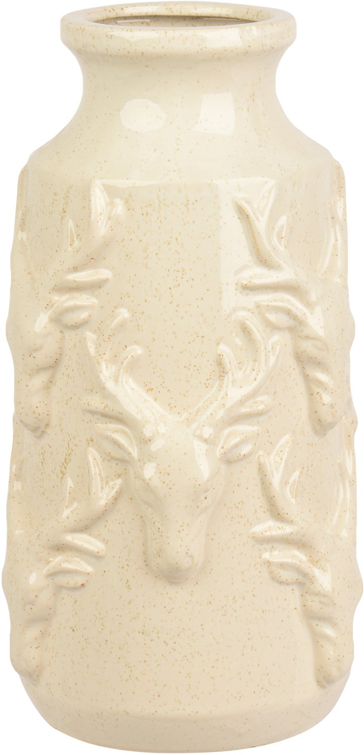 Decoris vaas porselein hert 15x29.5cm crème