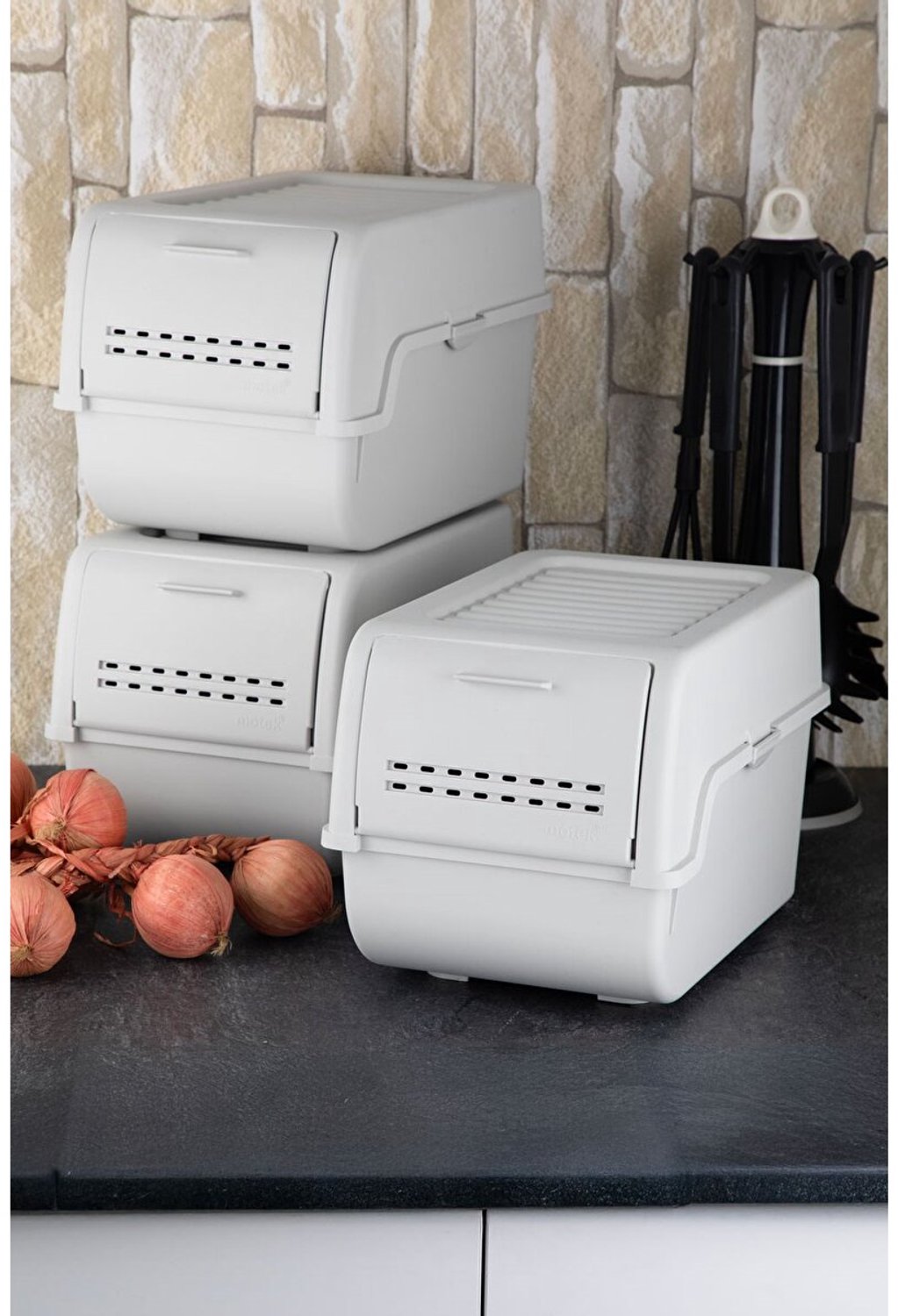 Motek® Motek MT-40 S-Box - Opbergdozen Set - 3 Stuks - 8 Liter - Kunststof - Grijs