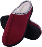Olanly - Dames slippers - Warme slippers met pluche voering - Antislip zool - Rood - 38-39 - Geschikt voor voetlengte van 24cm