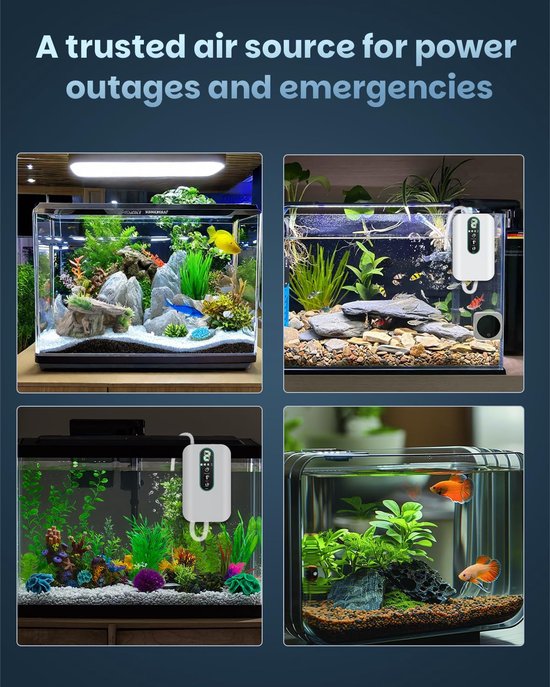 Aquarium-luchtpomp, oplaadbare zuurstofpomp op batterij, voor 19-380 liter visvijver, draagbare Live Bait beluchter voor vissen, instelbare luchtpomp voor outdoor vissen en vistransport — afbeelding 3