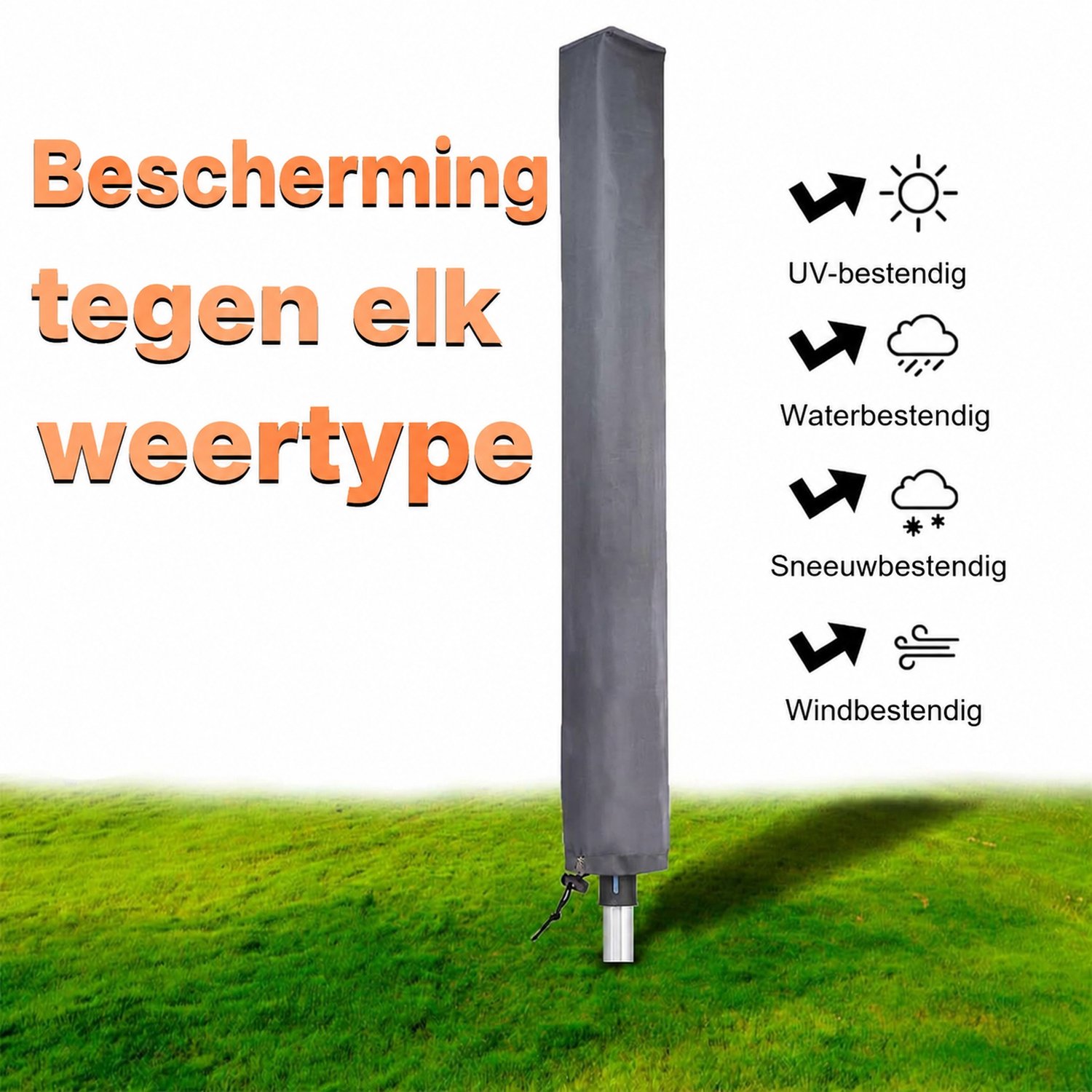 COVREO Beschermhoes voor droogmolen 16x16x180 cm grijs, 600D Oxford stof