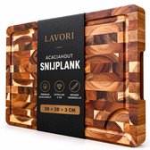 LAVORI Houten Snijplank - Acacia snijplank - serveerplank - Antislip - Met Sapgeul & Handvaten - Stijlvol & Duurzaam - 38x28x3cm