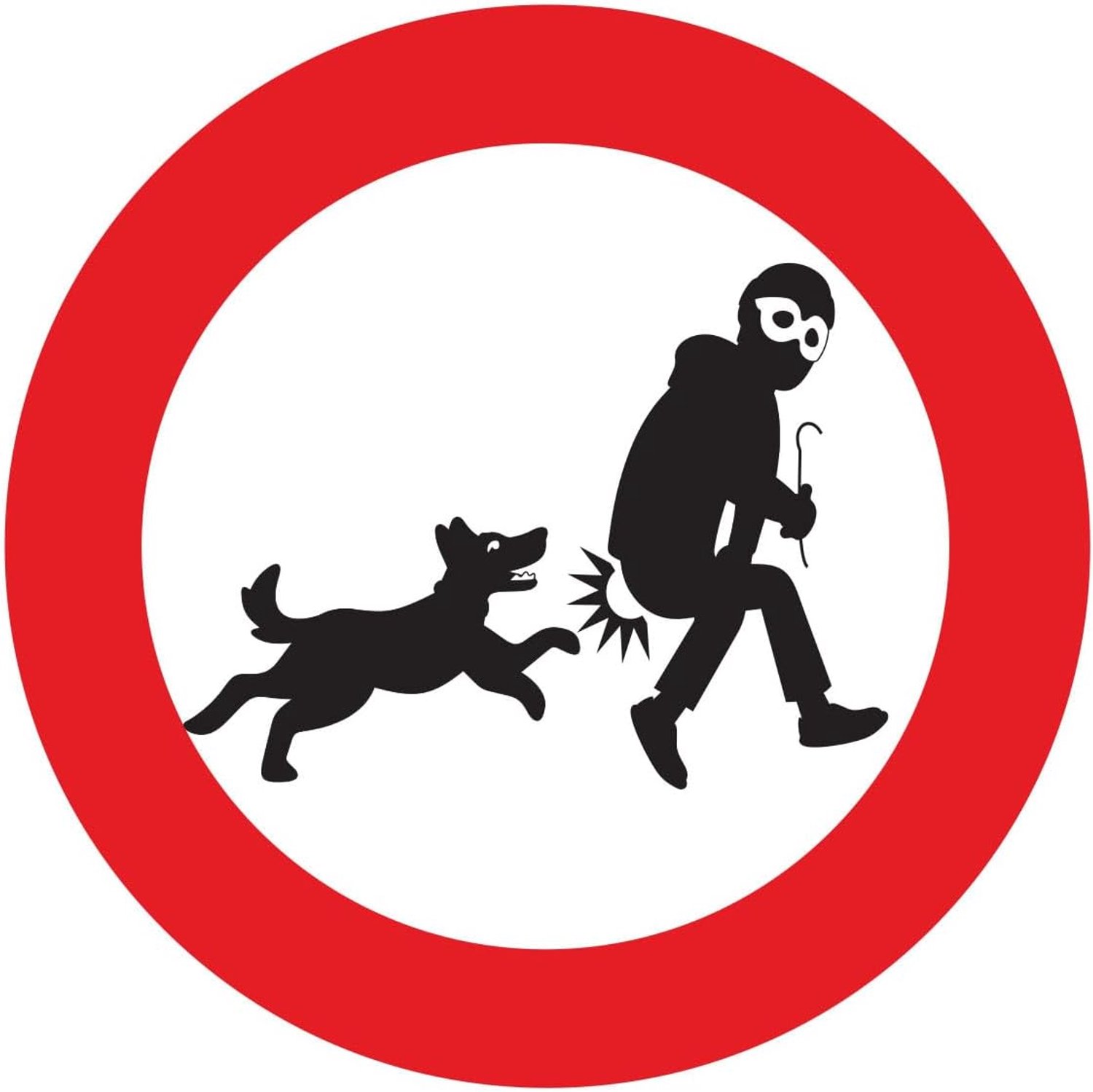 Verkeersbord Sticker 25 cm ø - Zelfklevend vinyl - Water- en UV-bestendig - Let op de hond - ServiceTopper