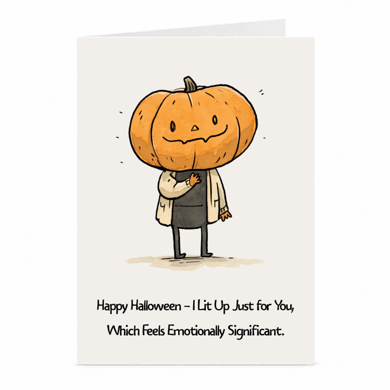 JustTheCardGuy Grappige Halloweenkaart - Pompoenhoofd - A6