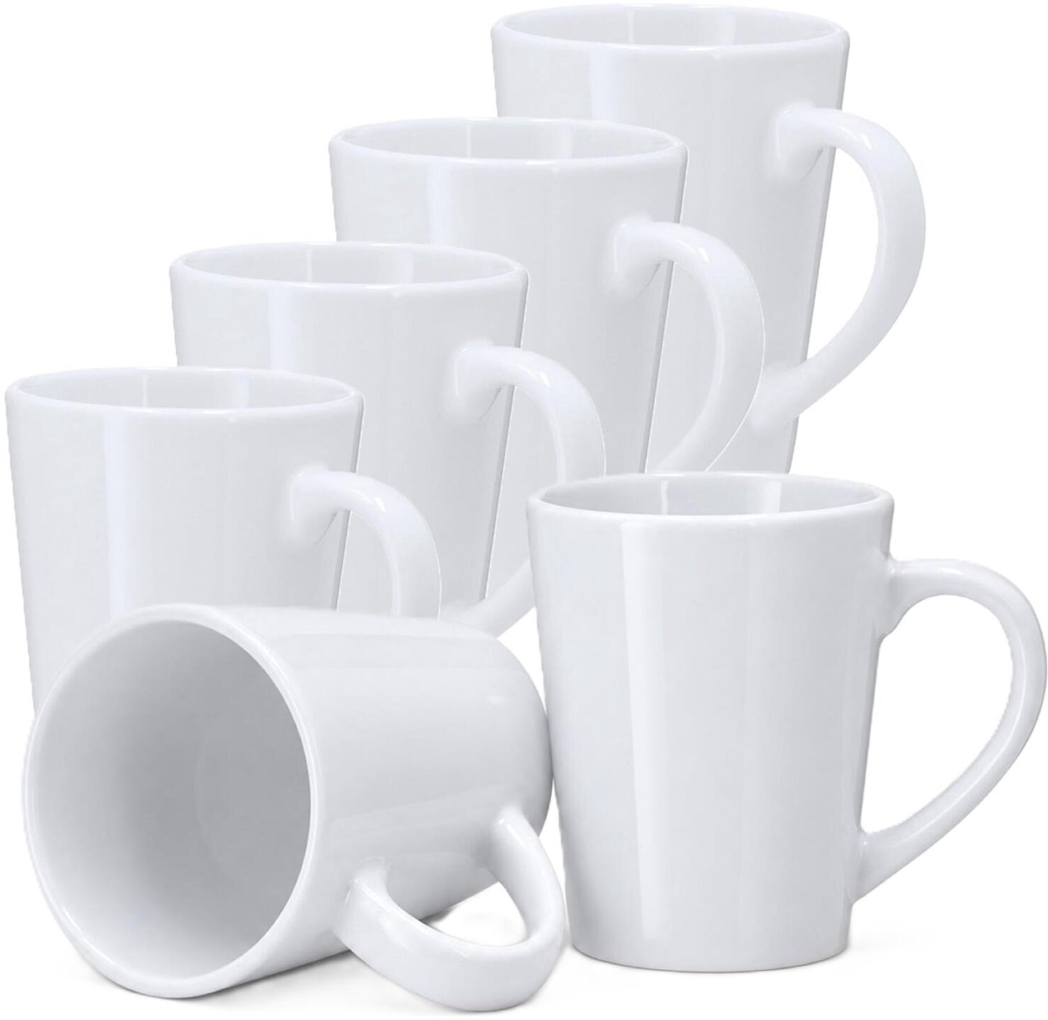 Bellatio Design Koffiekopjes Victoria - 6x stuks - ivoor wit - 230 ml - mokken - keramiek - senseo nespresso dolce gusto formaat