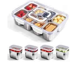 RVS Snackbox met 8 Compartimenten voor Reizen en Picknicks