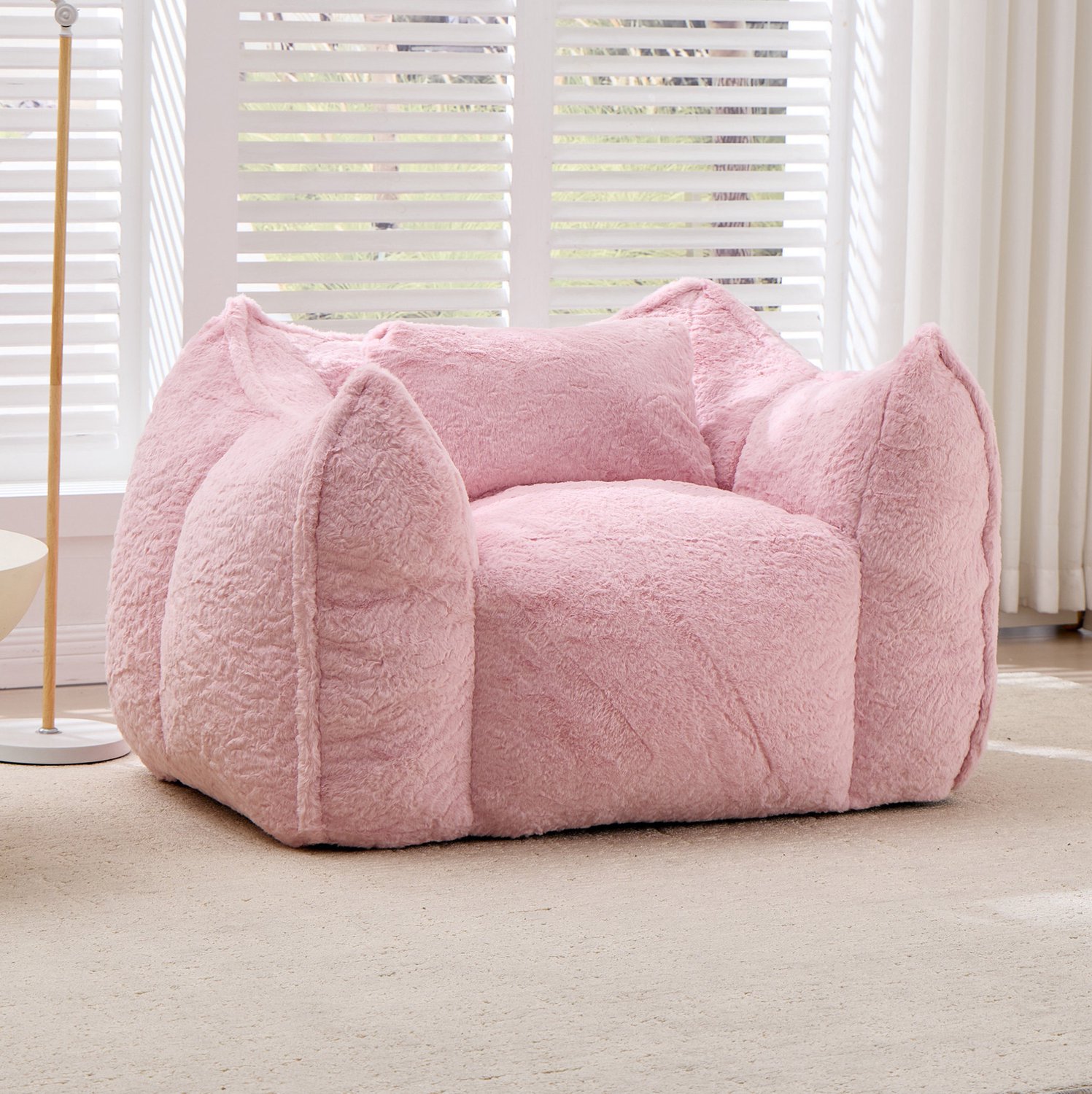 CHICFURN Zitzak - Met rugleuning - Imitatiebont - Roze
