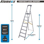 Alumexx Hobby-Line - Huishoudtrap 8 treden - Keukentrap - Inklapbaar - 3.70m werkhoogte