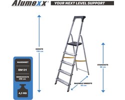 Alumexx Hobby-Line - Huishoudtrap 5 treden - Keukentrap - Inklapbaar - 3m werkhoogte