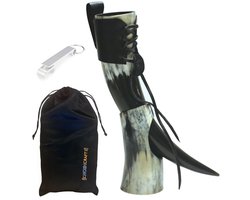 Handgemaakte Grote Horn Tankard met Ruwe Afwerking