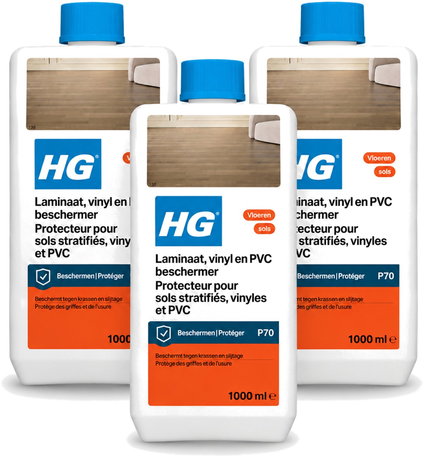3 x HG - Laminaat, Vinyl & PVC Beschermer - Vloeibare Emulsie - Vormt in Beschermfilm - 1L - Voordeelverpakking - 3 stuks