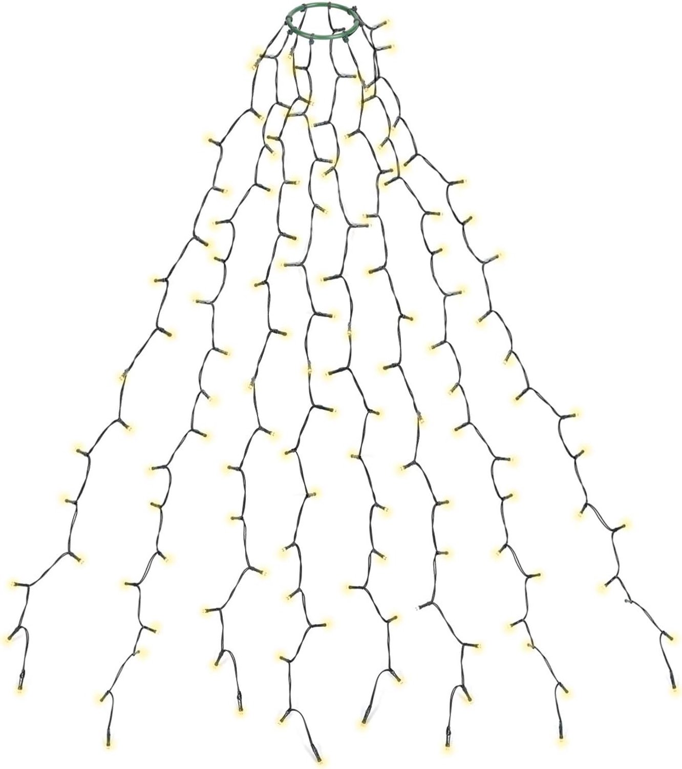 2 m kerstboomverlichting met ring en 8 slingers, 280 led-lampjes, lichtketting voor dennenboom van 150 cm, 180 cm, 210 cm, 240 cm, warm wit