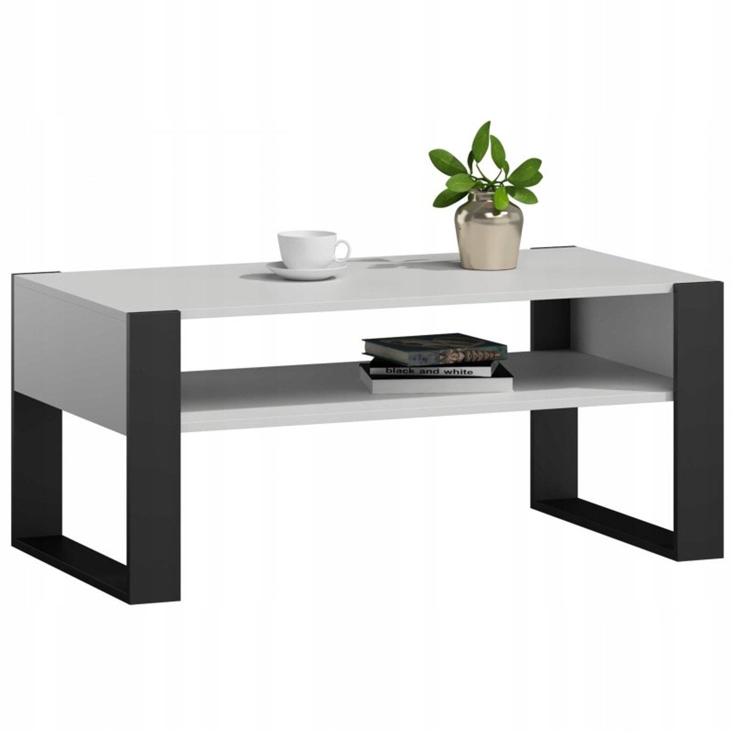 Per La Vita Kaja - Salontafel - Wit/Zwart - Gelamineerd blad - 100 x 53,6 cm