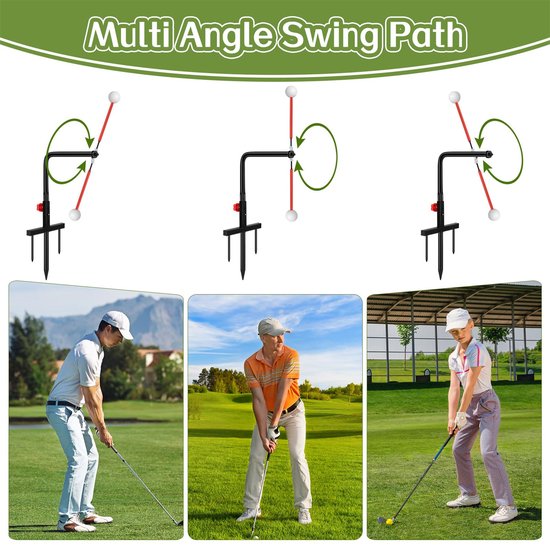 Golfswingtrainer - golftrainingshulpmiddel - duurzaam metaal - in hoogte verstelbaar in 3 standen - oefenen in de buitenlucht - golftrainingsmateriaal - golfaccessoire-cadeau voor mannen — afbeelding 5