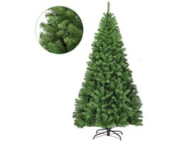 COSTWAY Kunstkerstboom 180 cm - 1000 Takken - Met Klapsysteem - PVC - Metalen Standaard - Groen