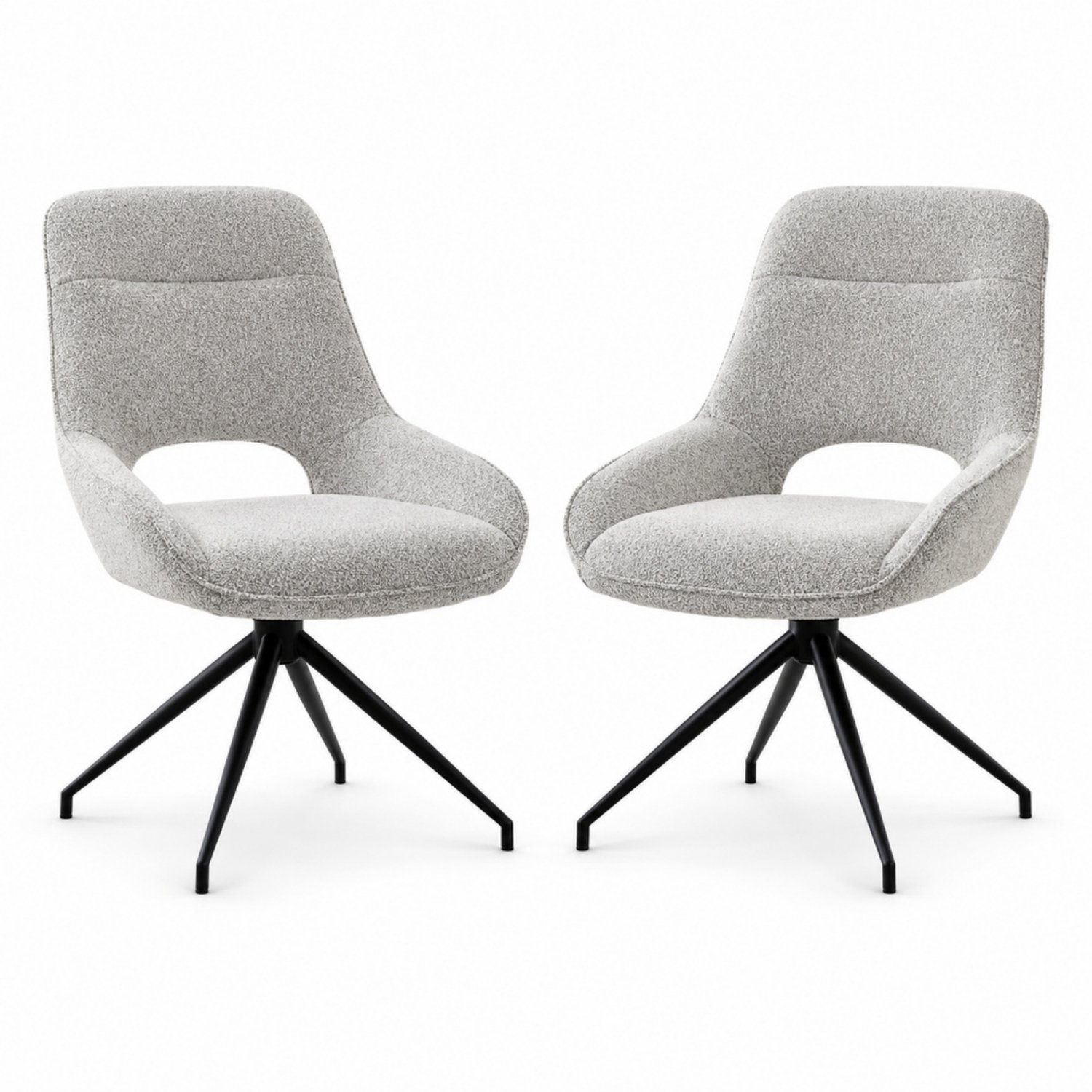 LONG DRAGON - Eetkamerstoelen - Set van 2 - Zwart + Beigegrijs - 360 graden draaibaar
