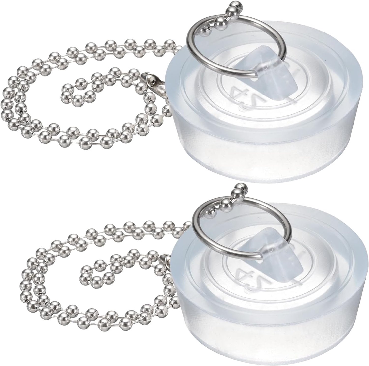 Afvoerstoppers 3,8-4,1 cm - pvc - met ophangring en parelketting - effectief afvoeren - 2 stuks - ServiceTopper