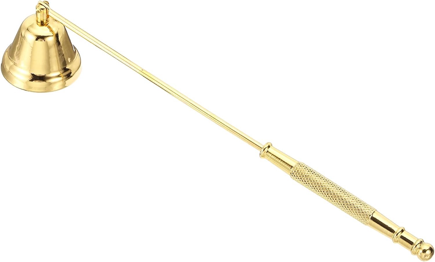 Kaarsblusser met lange steel 22,3 x 4 cm - roestvrij staal - klokvorm goud - veilig blussen - m-winkel