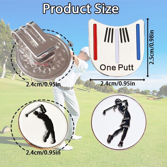 Set van 8 Golfbal Markers met Magnetische Hoedclips — afbeelding 2