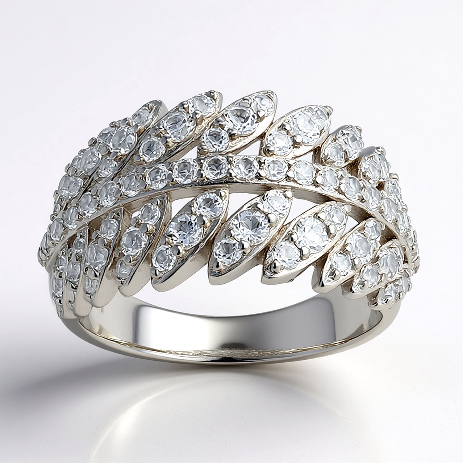 Cavill - 925 Sterling Zilver ring - Witte Topaas 0,99 ct - Handgemaakt Elegante Pavé Ring met 75 stenen - Organisch design - Maat 17