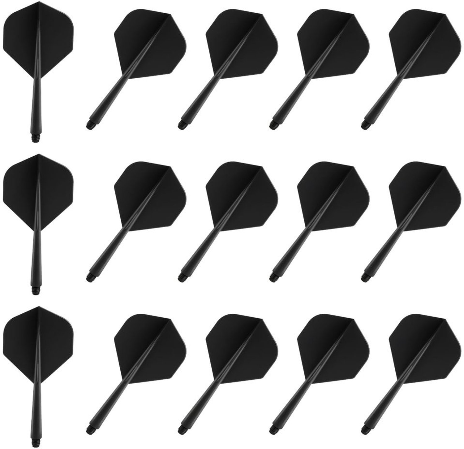Set van 15 Dart Flights en Schachten