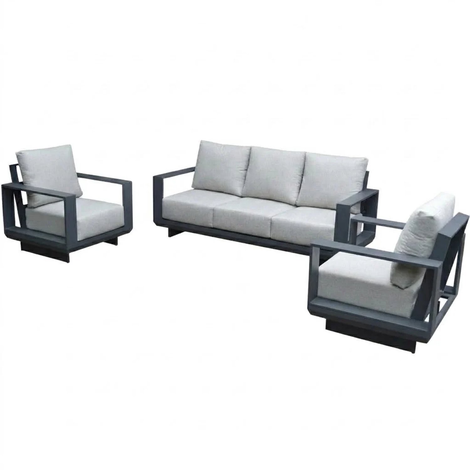 AVH-Collectie Avellino stoel bank loungeset 3 delig antraciet aluminium soft grey Grijs