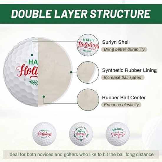 Set van 3 Schattige Kerst Golfballen — afbeelding 2