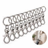Knaak Sleutelhanger Set - 10 Setjes - Musketonhaak met Sleutelring - Metaal - Zilverkleurig