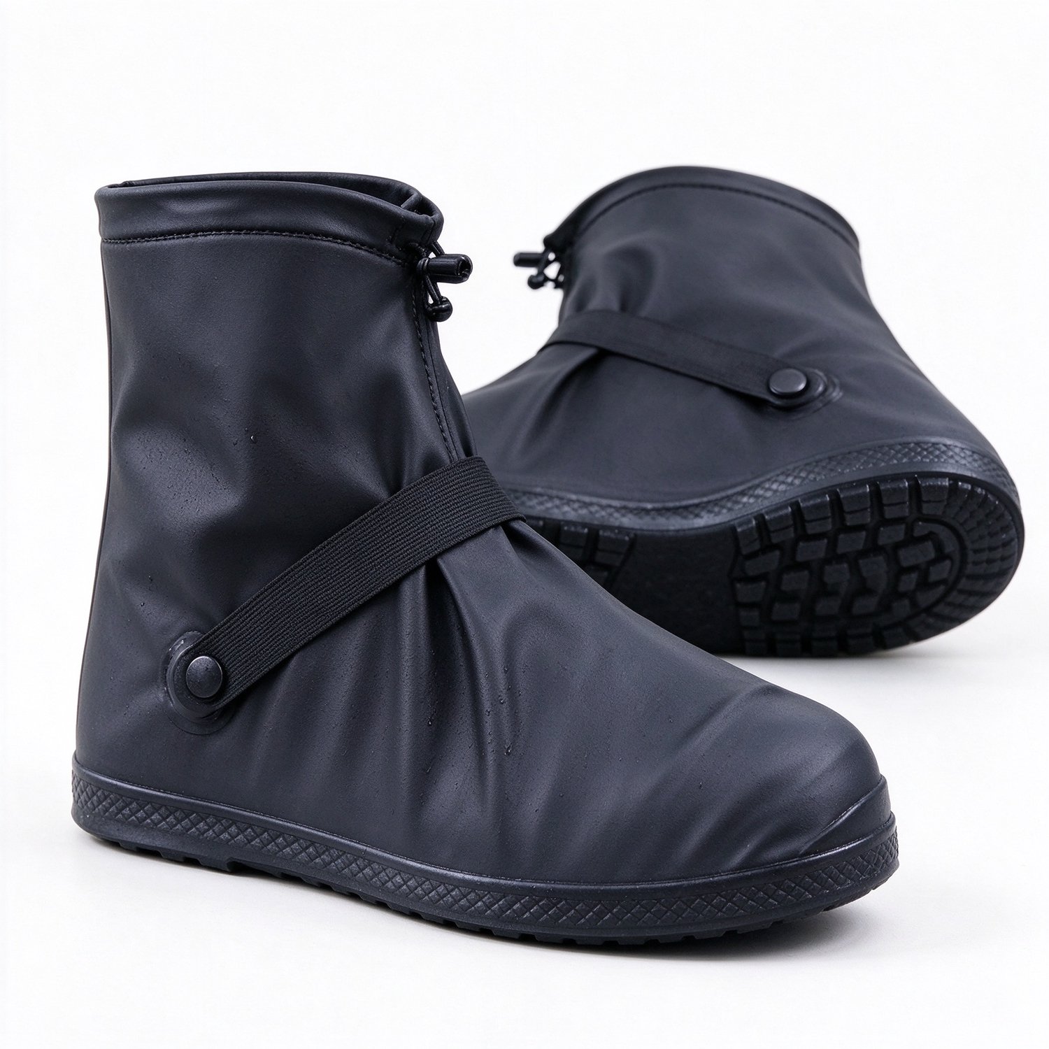 Lifhelpe Regenaccessoires - Waterdichte overschoenen - Ritssluiting, trekkoord en snap sluiting, antislip - Herbruikbare schoenbeschermers maat M 38-39 - Geschikt voor fiets en scooter, zwart