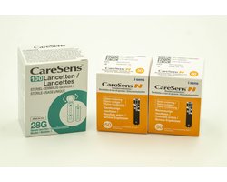 CareSens N testtrippen 100 stuks (2x 50 stuks) & 100 stuks Lancetten (Voordeelpakket)