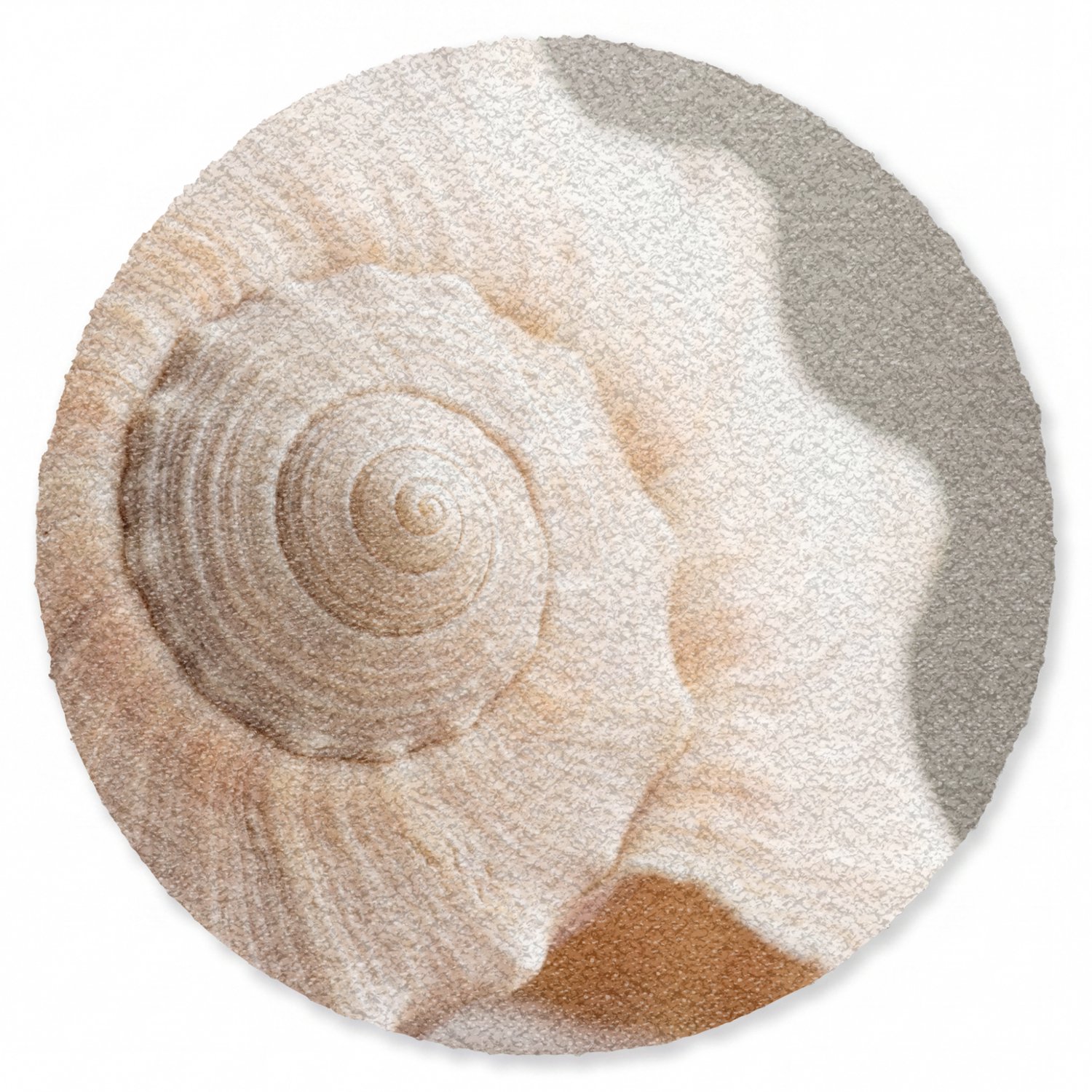 Deurmat rond 120x120 cm - Droogloopmat Schelp - Detail - Beige - Mat voor binnen - Schoonloopmat - Ronde deurmatten met print - Inloopmat