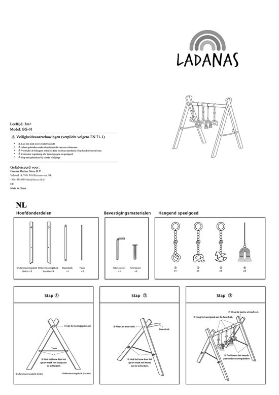 babygym hout incl. 5 speeltjes – houten Speelboog Baby – Stevige constructie & inklapbaar — afbeelding 4
