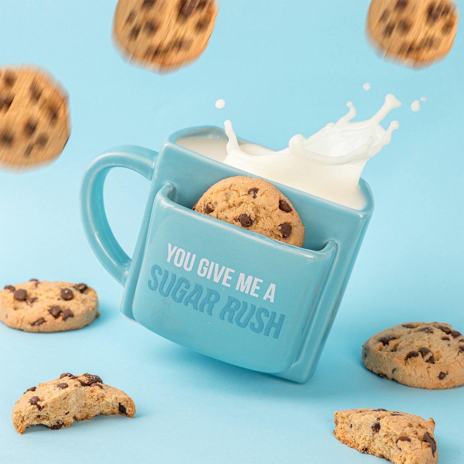 Mok met koekvakje - You Give Me A Sugar Rush (blauw) van Fisura