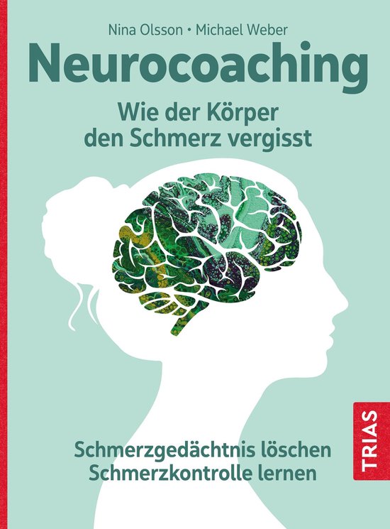 Boekomslag met silhouet van een hoofd en een abstract groen hersenontwerp, titel: Neurocoaching.