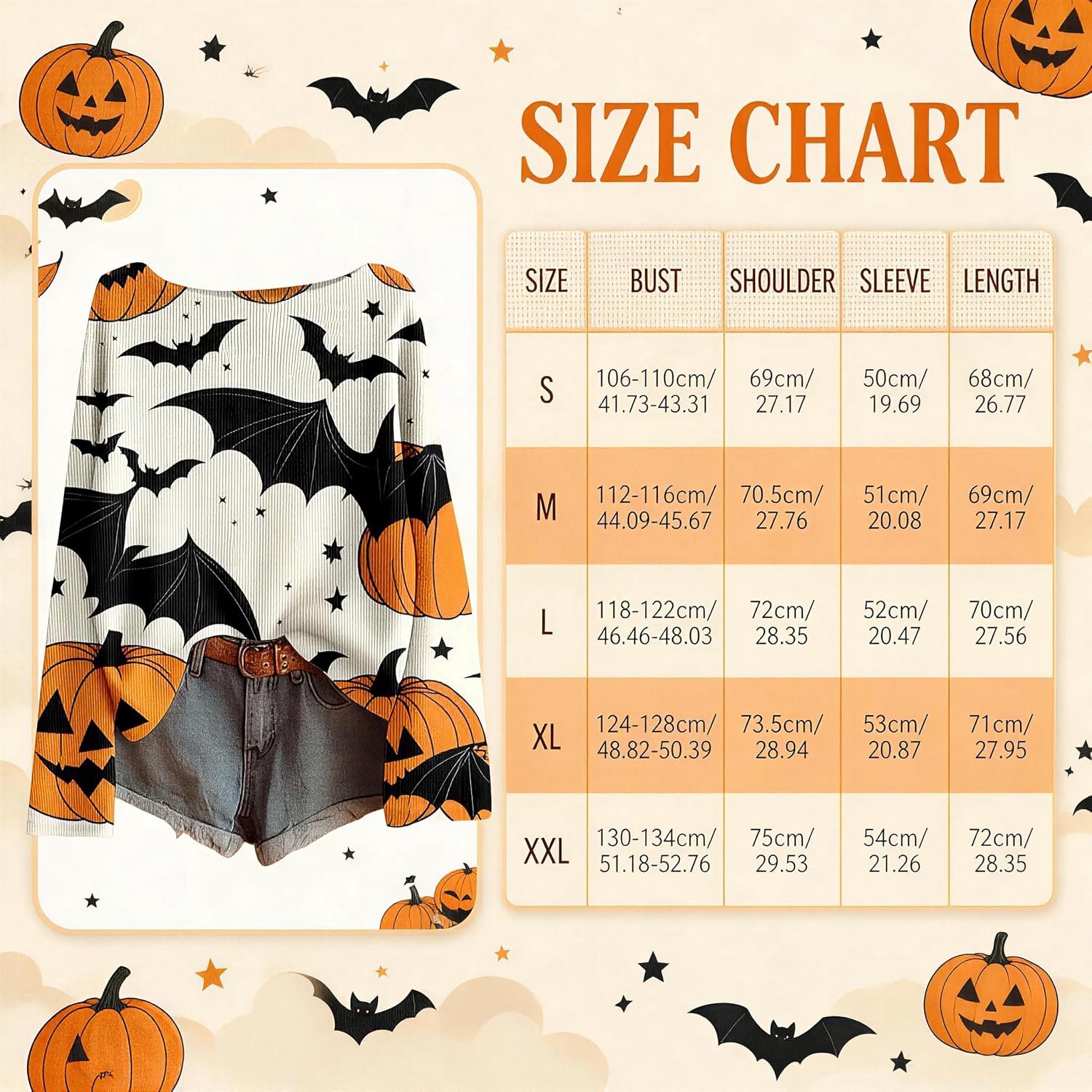 Halloween trui met pompoenprint