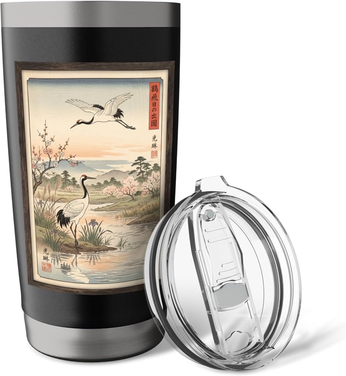 Japanse houten snijkunst, dubbelwandige thermosbeker