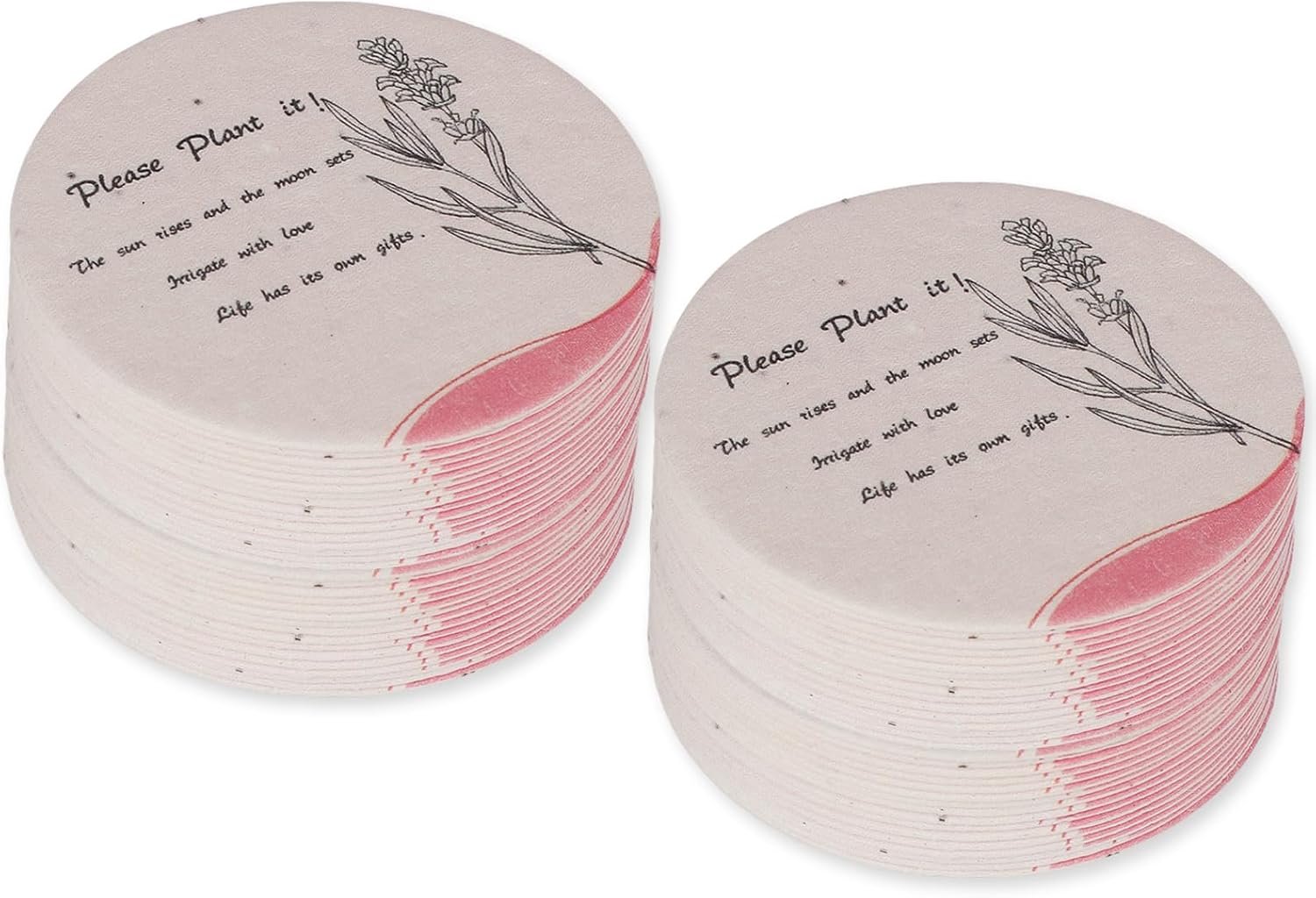 40 ronde zaaiplanten, handgemaakt van gerecycled papier met wilde bloemen zaden