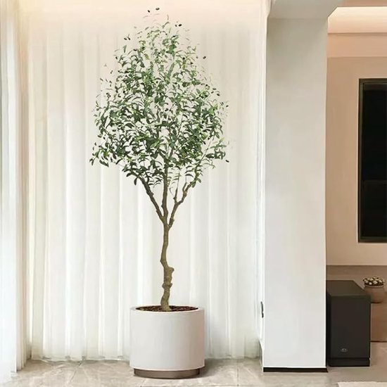 2 Stuks Kunstmatige Olijfboom 210 cm – Met Houten Stam, Bladeren & Vruchten – Verstelbare Takken & Stevige Pot – Voor Woonkamer, Kantoor & Entree – Groen