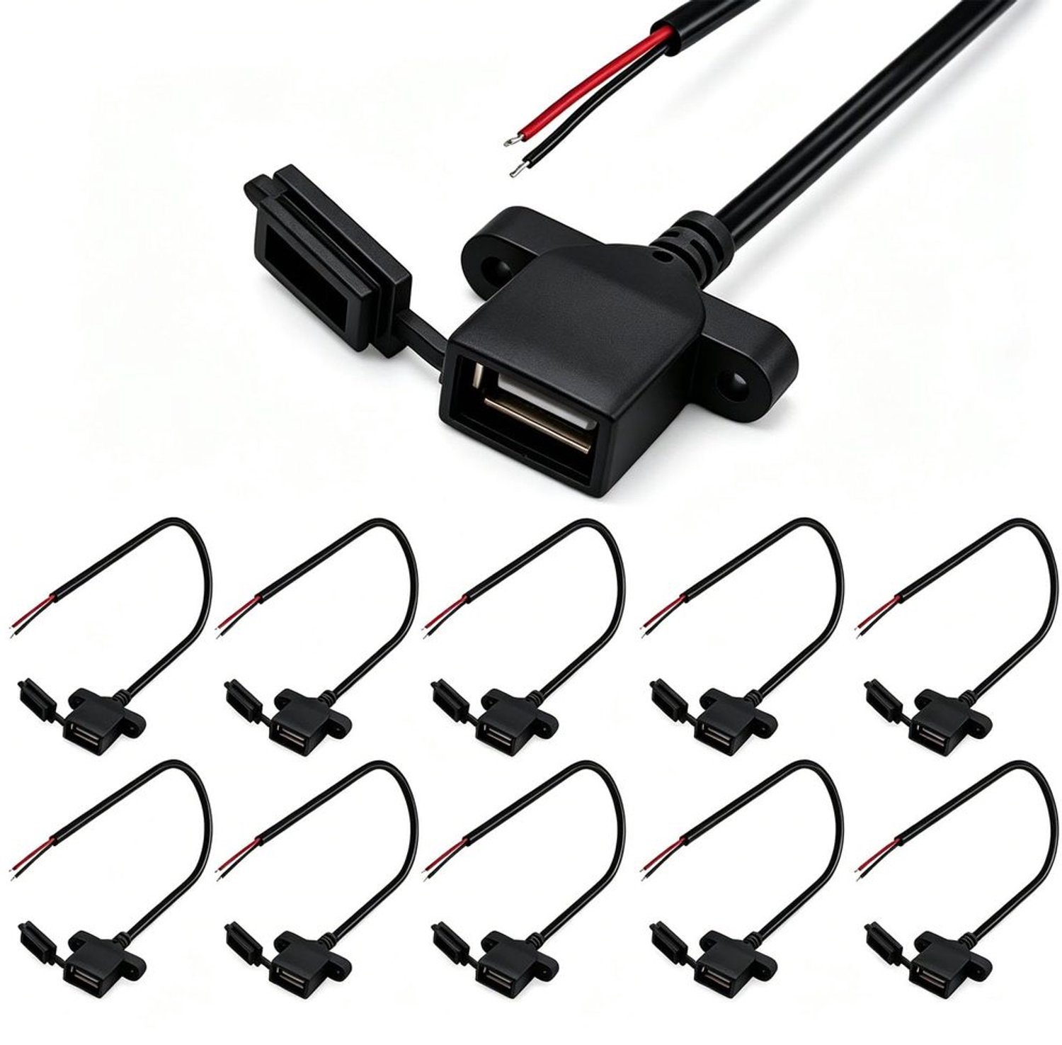 Set van 10 USB-aansluitingen met Stofkap
