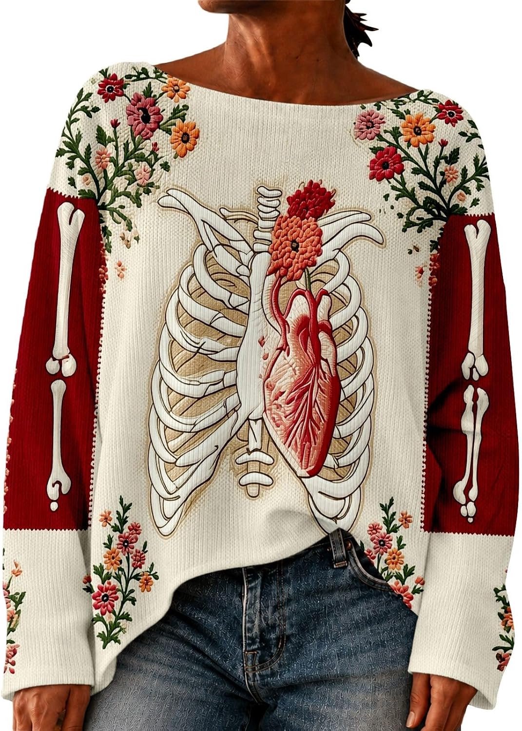 Trui met skeletprint