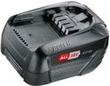 Zwarte Bosch 18V 4.0Ah Lithium-Ion accu uit de Power For All serie, met duidelijke technische specificaties op de behuizing.