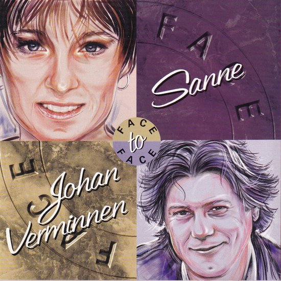 CD-hoes met portretten van Sanne en Johan Verminnen, titel 'Face to Face' in het midden.